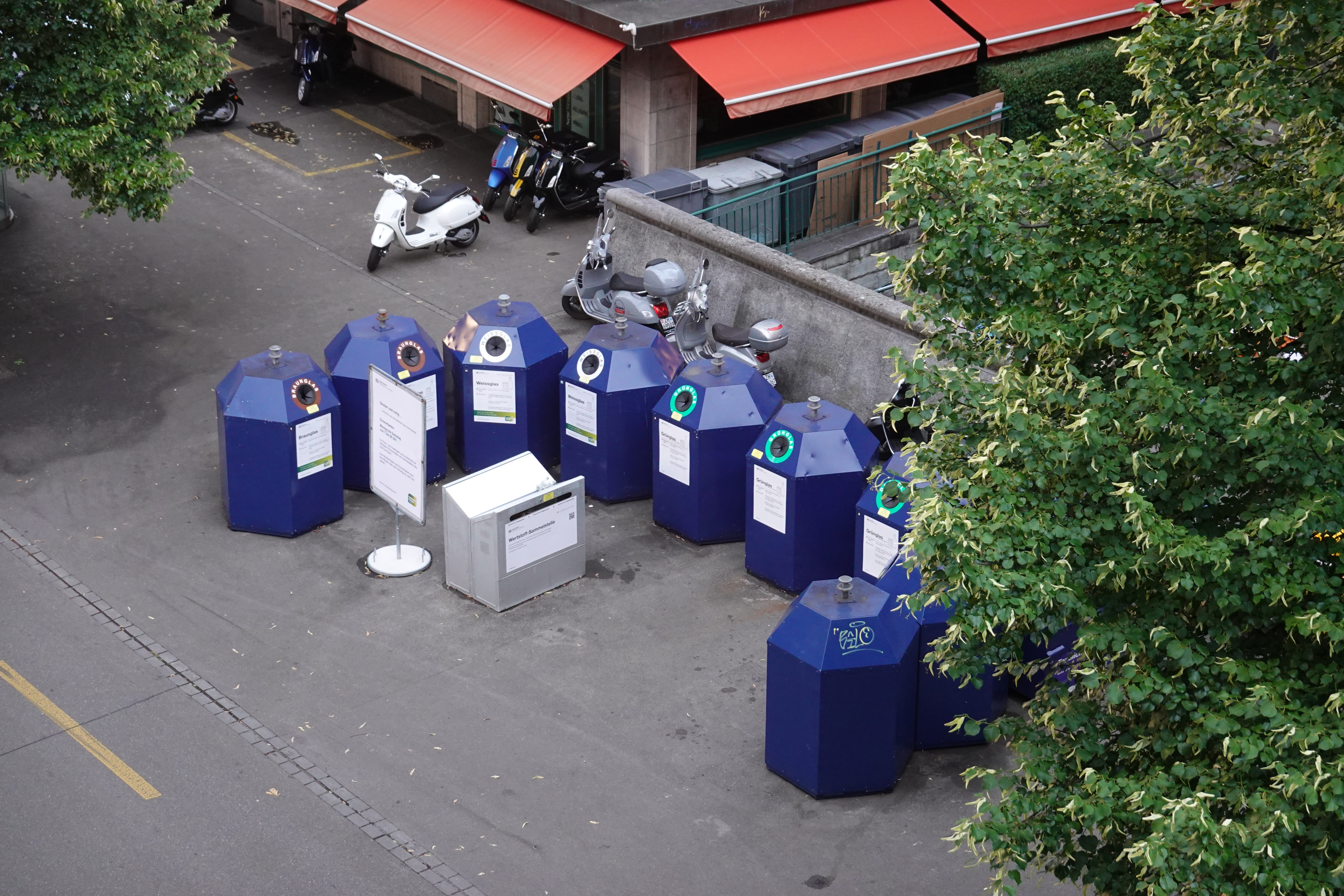 Blue recycling containers